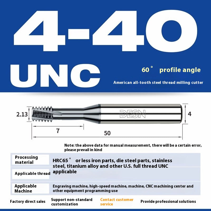 1115-65° high hard tungsten carbide thread milling cutter Long tooth full tooth alloy American thread milling cutter UNC UNF aluminum stainless steel Shandong Denso Pricision Tools Co.,Ltd.